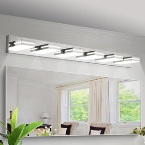 English Elm Modern Six Head Chrome Led Vanity Bar Light for Bathroom Mirror Bright Coverage W1340P248802