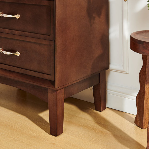 English Elm 53.5" Tall Kitchen Pantry Cabinet with Geometric Mid-Century Design, Solid Wood Base, Adjustable Shelves Walnut W1801P369066