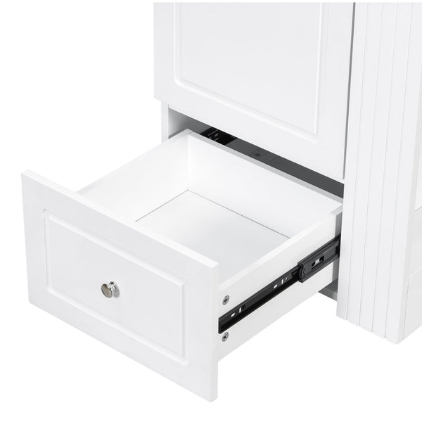English Elm 20" Freestanding Bathroom Vanity Mdf Cabinet Ceramic Sink Open Shelves Powder Room White N725P364210K