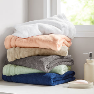 JLA Home Comfort Spaces - Quick 100% Cotton 6pc Towel Set – Oeko-Tex Soft Zero-Twist, 400 GSM, Quick-Dry, Absorbent, Low-Lint Seafoam AM73-0259