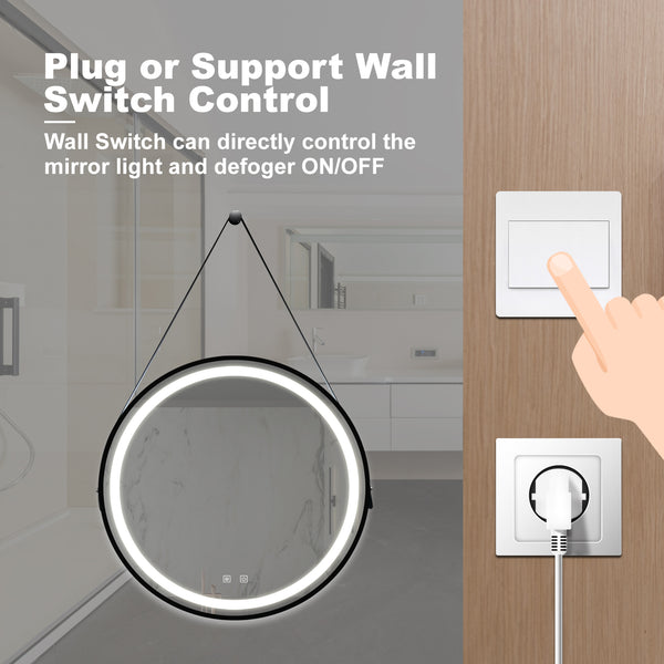 English Elm 24Inch Bathroom Led Vanity Mirror - Dimmable Touch Control, Anti-Fog, Adjustable Lighting & Waterproof W1992P211230