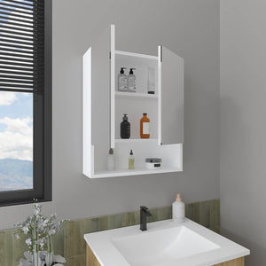 English Elm Medicine Cabinet White Engineered Wood with Mirror, 2 Doors & 3 Shelves, Compact Durable Eco-Friendly Design B097P296819