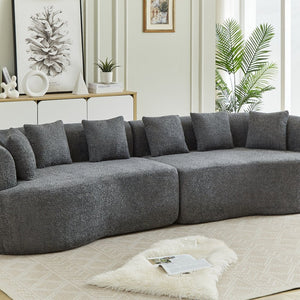 English Elm Curved Chenille Sectional Sofa Oversized Four Seat Cloud Foam Living Room Lounge W3505P355583