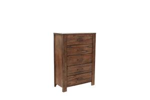 English Elm Oak 5-Drawer Chest of Drawers 34"x17"x49"H – Oak Veneer Bedroom Storage, Contemporary Wood Finish B011P244398
