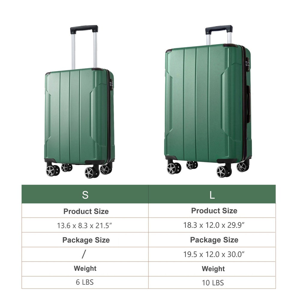 English Elm Hardshell Abs 2 Piece Luggage Set with Tsa Lock Spinner Wheels Carry on Travel Green N730P306666F