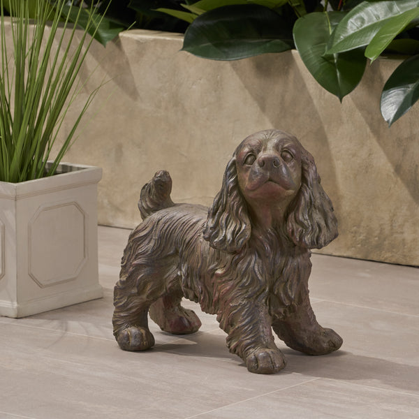 English Elm Christopher Knight Home® - JOSIE Cocker Spaniel Cast Stone Garden Statue, Brown Wash Finish, Weatherproof 14.5"H Accent 65284.00BRN