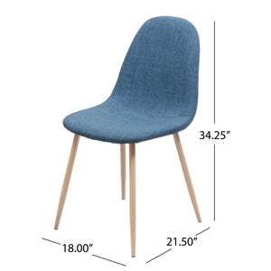 English Elm Christopher Knight Home® - Mid-Century Upholstered Dining Chair with Curved Back and Durable Metal Wood-Look Legs, Set of 2 Blue,Natural Walnut 60784.00MBLU