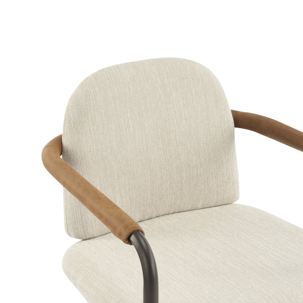 English Elm Christopher Knight Home® - Dinning modern iron-frame dining chair set of 2 with durable fabric seats, compact, stylish and sturdy Beige,Espresso N771P247180M