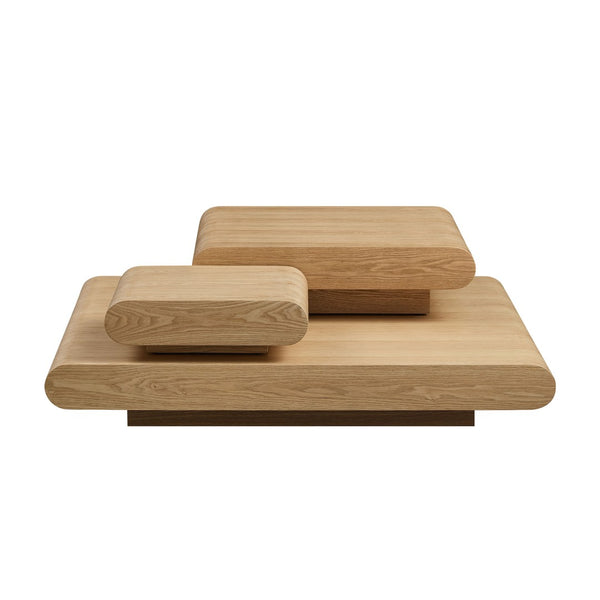 English Elm 3-piece Modular Mdf Coffee Table Sculptural Stacking Design for Modern Living Rooms W2582P451418