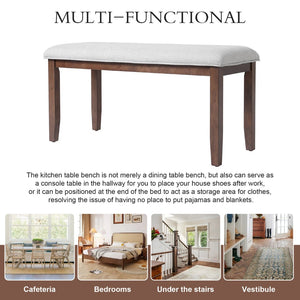 English Elm 6-piece Extendable Wood Dining Set with Linen Upholstered Chairs Bench Seats Eight Cherry N752S000097C
