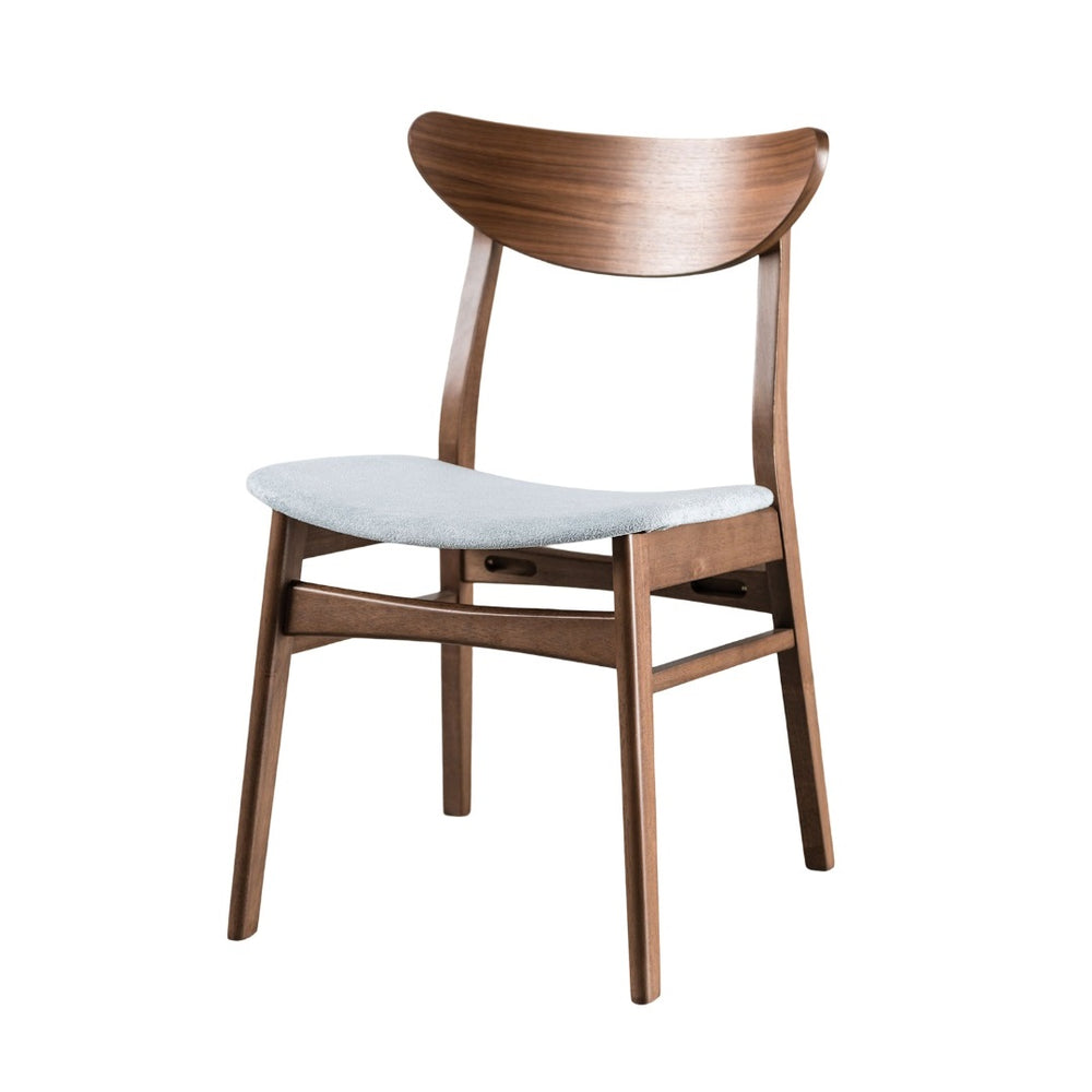 English Elm Mid-Century Upholstered Side Chair Pair with Rubberwood Frame, Curved Backrest and Cozy Seat Cushioning Light Gray,Walnut 35 L x 23 W x 7 H B2741P406185