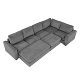 English Elm 121.3" Sectional Couch Sofa Bed Modular Sofa With Two Movable Ottomans For Living Room (Old Sku:N719S001640E), Gray