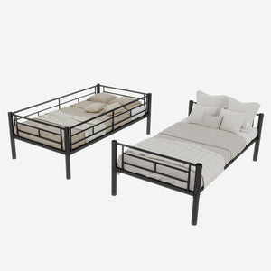 English Elm Twin Metal Bunk Bed for Kids - Durable Twin Over Twin Bedframe with Guardrails, Ladder, Convertible W1935P294047