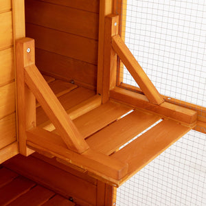 English Elm 70" Outdoor Cat Catio Spruce Wood Weatherproof Enclosure with 4 Tiers and Mesh Run W2181P356201