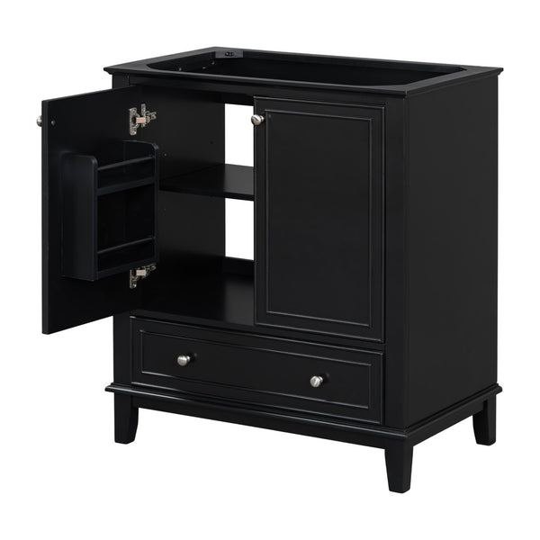 English Elm 30" Matte Black Bathroom Vanity Base Solid Wood Frame Mdf Storage Cabinet Modern N725P186143B