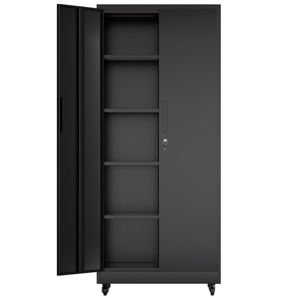English Elm Metal Lockable Steel Cabinet Two Adjustable Shelves Garage Office Utility Storage T2398P442668