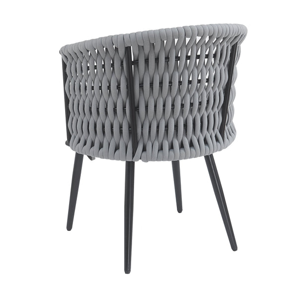 English Elm Christopher Knight Home® - Outdoor Dining Chair with Metal Frame & Handwoven Rope, Weather-Resistant Cushioned Seat for Patio Comfort and Stylish Alfresco Seating Light Gray N770P290585G