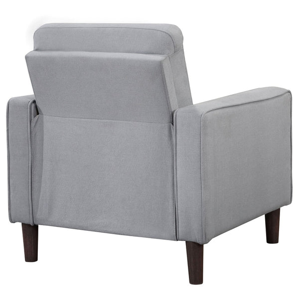 English Elm Harvey Grid Tufted Accent Chair in Grey Fabric with Tapered Legs for Any Room B062P440342
