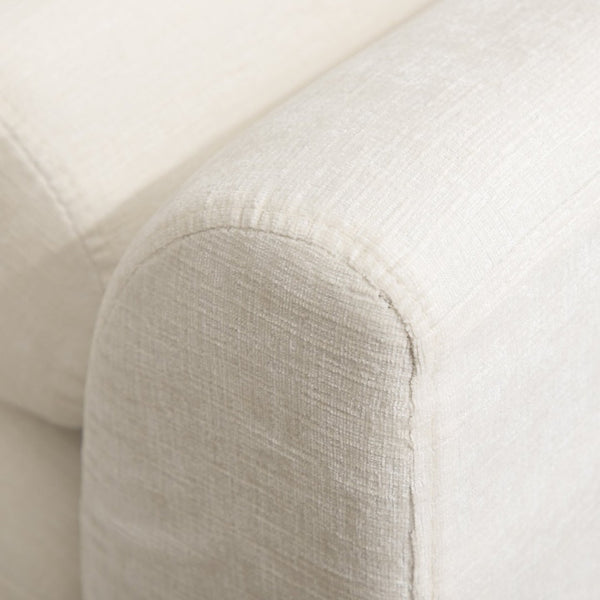English Elm 88.58" Wide Chenille Upholstered Bench with Curved Armrests and Bolster Pillows for Bedroom Beige W3189S00027