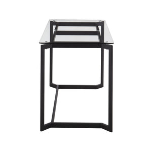 English Elm Masters Modern Office Desk Black Steel Frame with Tempered Clear Glass Top — Sleek 50" Workstation Elegance B202P223966