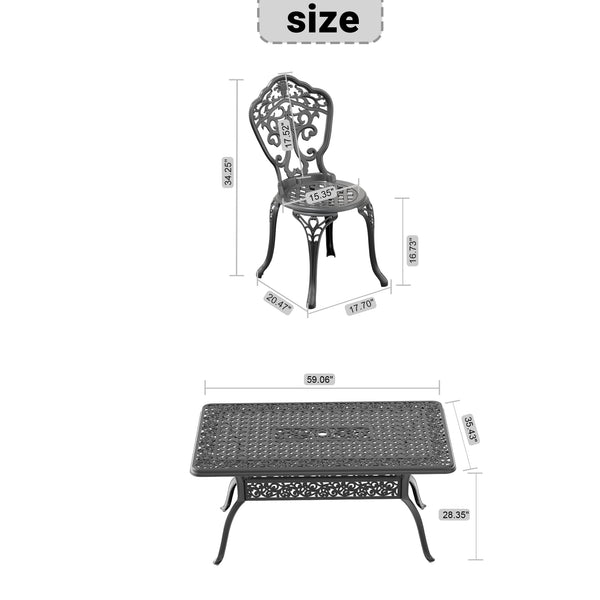 English Elm 7-Piece All-Weather Cast Aluminum Dining Set With Black Frame - Stylish, Durable & Easy To Maintain! W1710S00238