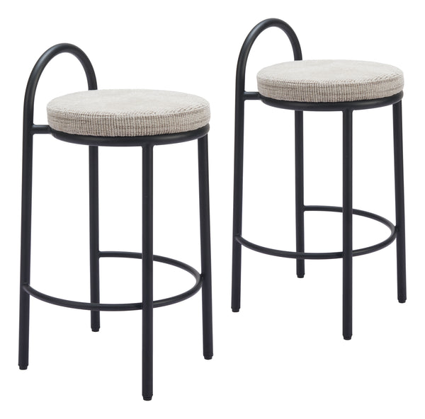 Sisal Counter Stool - Set of 2 Beige Tweed 110096 Zuo Modern