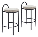 Sisal Counter Stool - Set of 2 Beige Tweed 110096 Zuo Modern