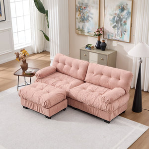 English Elm Modular Cloud Sectional with Ottoman Deep Seat Flannelette Sofa for Living Room Pink W2120S00024