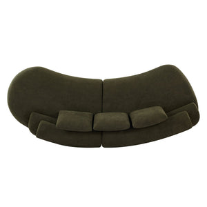 English Elm 122" Curved Modular Sectional Sofa Cloud Fill Polyester Upholstered Living Room Seating Olive Green N771P396326L_N771P396327L