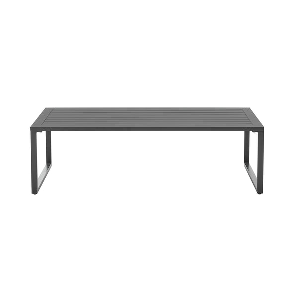 English Elm Sunnyside Outdoor 5-Piece Conversation Set Seats 6 with Waterproof Cushions, UV-Resistant Steel Frame and Slatted Coffee Table Grey B365S00104