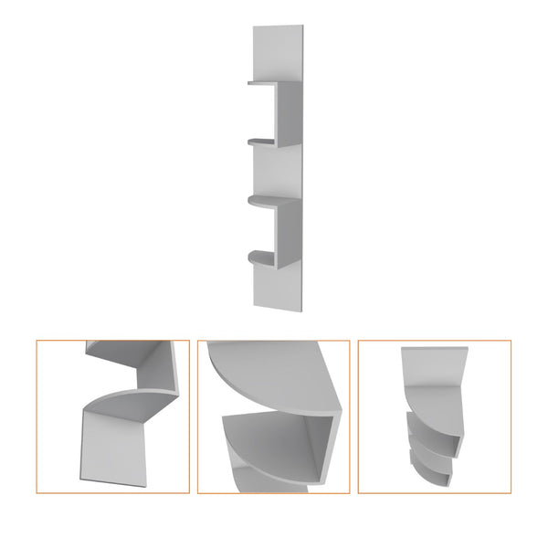 English Elm Rosebud Four Tier Corner Floating Shelf Unit for Minimalist Living Room Display B128P176175