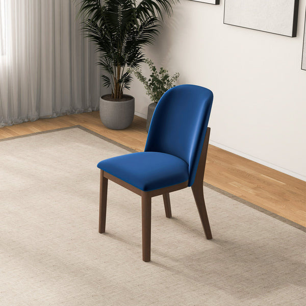 English Elm Ashcroft Furniture - Kaitlyn Velvet Dining Chair with Solid Wood Legs — Mid-Century Modern Upholstered Comfort & Durability Brown,Navy Blue B183P231981