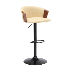 English Elm Lydia Swivel Adjustable Barstool Upholstered Fabric Seat with Black Wood Frame White B2736P464834