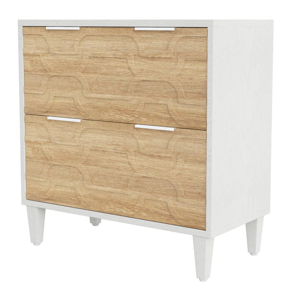 English Elm 2-drawer File Cabinet with Reinforced Top White Grey Modern Home Office Storage T3971P451351