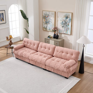 English Elm Modular Cloud Sectional Sofa Flannelette Deep Seat Couch for Living Room with Pillows Pink W2120S00032