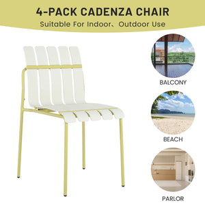 English Elm Summer Outdoor Dining Set Stackable Pp Chairs Round Table Uv Resistant Patio Cream White,Grain Yellow,White W3450S00025