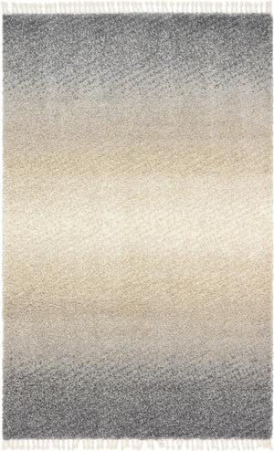 Unique Loom Hygge Shag Gradient Machine Made Gradient Rug Gray, Beige/Ivory 5' 1" x 8' 0"