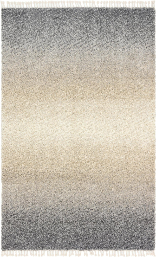 Unique Loom Hygge Shag Gradient Machine Made Gradient Rug Gray, Beige/Ivory 5' 1" x 8' 0"