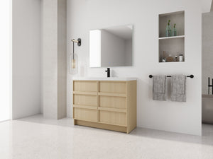 English Elm 42" Freestanding Bathroom Vanity Plywood Base Resin Sink Soft Close Doors Dune Oak W999S00510