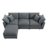 English Elm [ Video Provided] Down Filled Upholstery Convertible Sectional Sofa, L Shaped Couch With Reversible Chaise