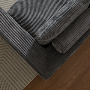 English Elm 99-Inch L-Shaped Corduroy Sectional Sofa With Chaise, Neck Pillows, And No Assembly Needed, Grey W834S00491