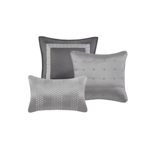 English Elm 7 Plush King Comforter Set with Jacquard Texture, Bedskirt & Decorative Pillows for Luxury Sleep Grey 17.91 L x 13.98 W x 10.04 H B035P319208