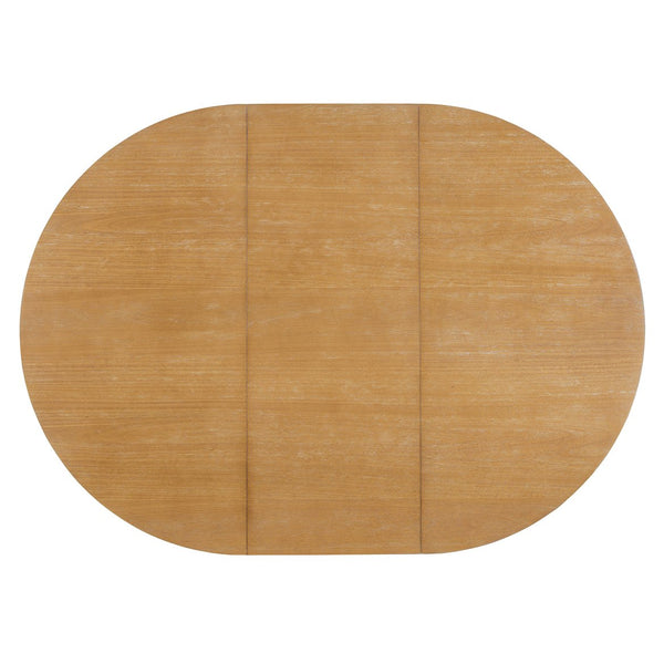 English Elm TREXM Retro Extendable Oval Dining Table with 16" Leaf, Double-Layer Pedestal, Durable Wood Finish Natural Wood Wash XW000002AAD