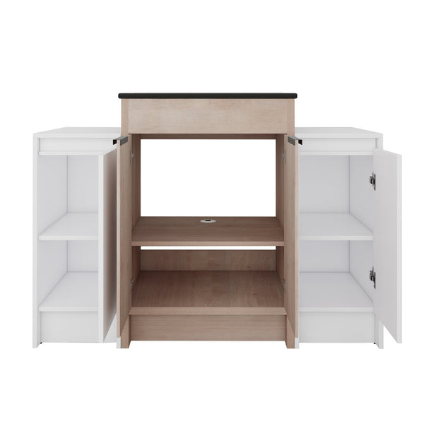 English Elm 48 Inch Freestanding Bathroom Vanity With Black Ceramic Sink, Soft-Close Doors & Ample Storage W999S00313