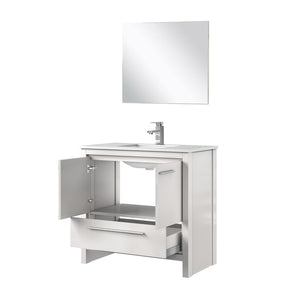English Elm White Bath Vanity Set With White Quartz Top, Chrome Faucet, And Mirror - Stylish Upgrade For Bathrooms B2731S02075-GIGA