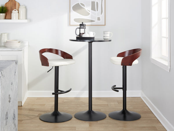 English Elm Adjustable Swivel Barstools Set of 3 Faux Leather Metal Contemporary Kitchen Bar B202S02021