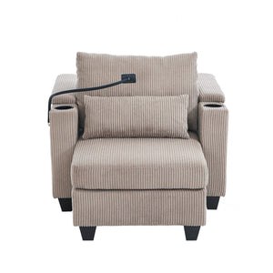 English Elm Convertible Chaise Lounge Sofa Chair & Bed - Corduroy With Usb Ports, Cup Holders & Storage Space N719S002021D