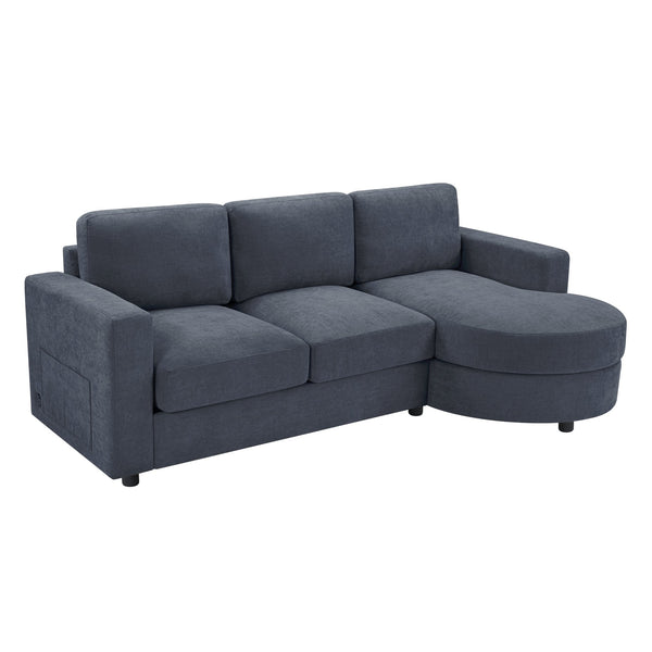 English Elm Modern Sectional Sofa - Stylish L-Shaped Couch With Curved Chaise, Usb Ports & Storage For Comfort N719S002170C