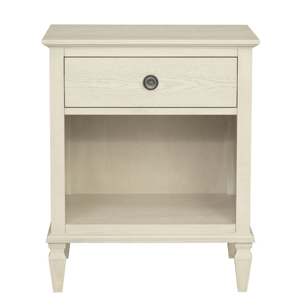 English Elm Victoria Aged Oak Nightstand with Solid Wood Legs, Wire-Brushed Veneer, Drawer & Open Shelf Cream 27.25 L x 22.75 W x 27.25 H B035P341167
