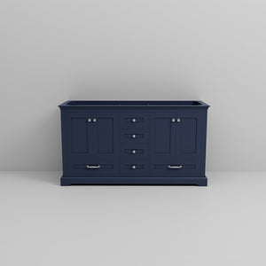 English Elm Navy Double Bath Vanity 60 In. W – Elegant Storage Solution With Soft-Close Drawers & Cabinets B2731P258241
